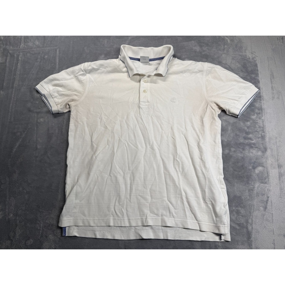 Brooks Brothers Polo Shirt Mens Large White Performance Slim Fit High Low Slit